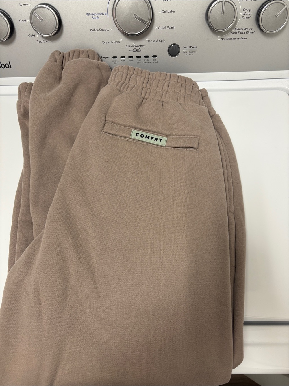 COMFRT Relaxed Elastic-Waist Joggers in Taupe